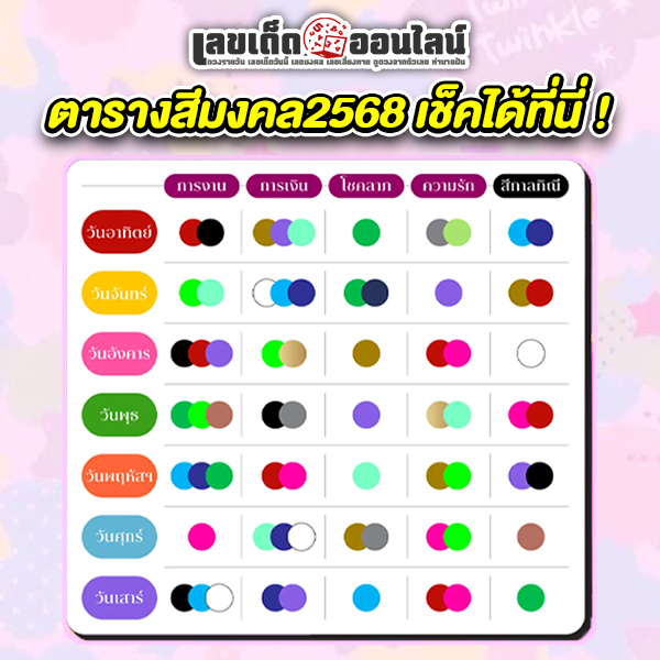 รูปภาพตารางสีมงคล2568เช็คได้ที่นี่ของ lekdedonline