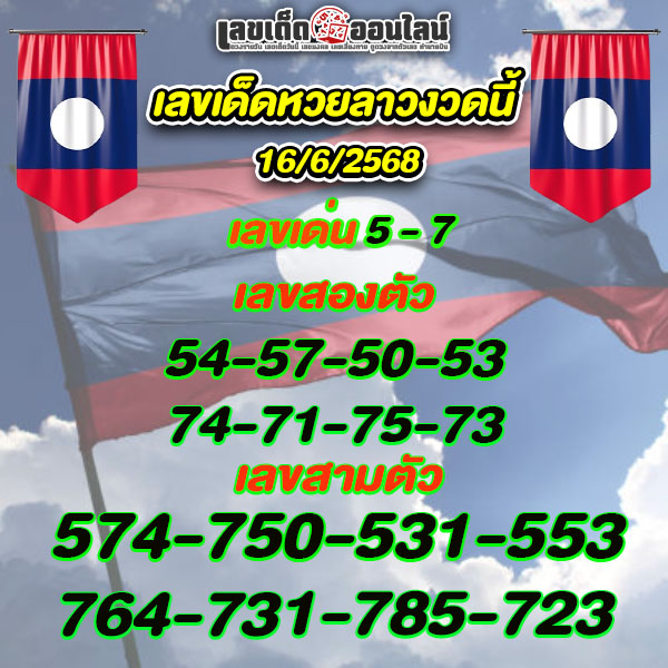 รูปภาพเลขเด็ดหวยลาว 16/6/2568ของ lekdedonline